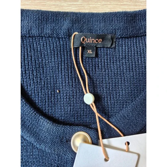 Quince Sweater Jacket Organic Cotton Cardigan Navy Blue Size XL New With Tags - Picture 5 of 6